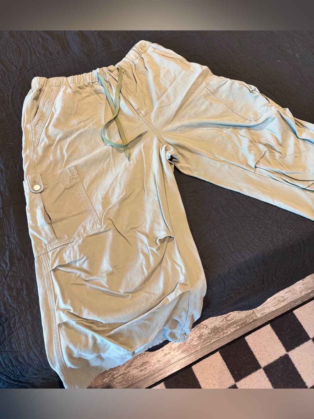 Cider Olive Green Elastic Waist Cargo Trousers - Picture 2 of 3
